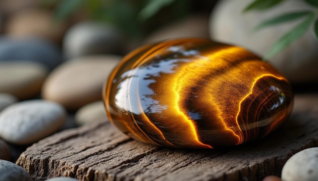 explorez les vertus de l'œil de tigre en lithothérapie et découvrez comment cette pierre peut apporter équilibre, protection et énergie positive dans votre vie.