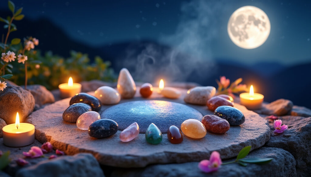 découvrez comment réaliser un rituel de pleine lune avec les pierres pour poser vos intentions et recharger votre énergie de manière naturelle et puissante.